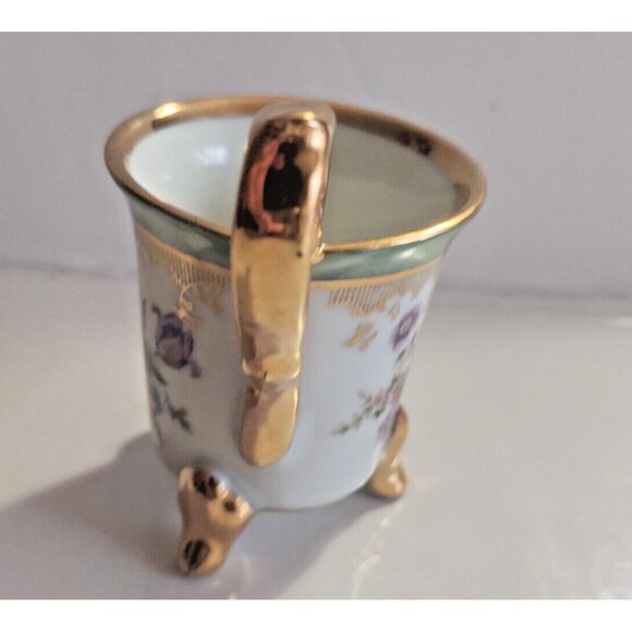 Set of Two Small Hand Painted Gold Gilded Decorative Mugs by Birdland - Picture 4 of 16